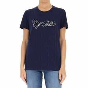 Off-White logo navy blue cotton t-shirt size small